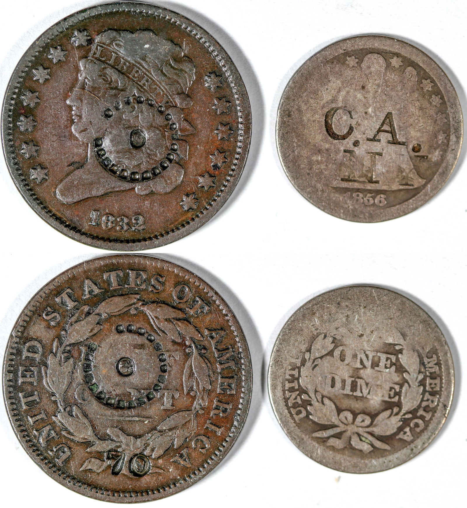 Counterstamped Half Cent and Dime  [140664] (1 of 1)