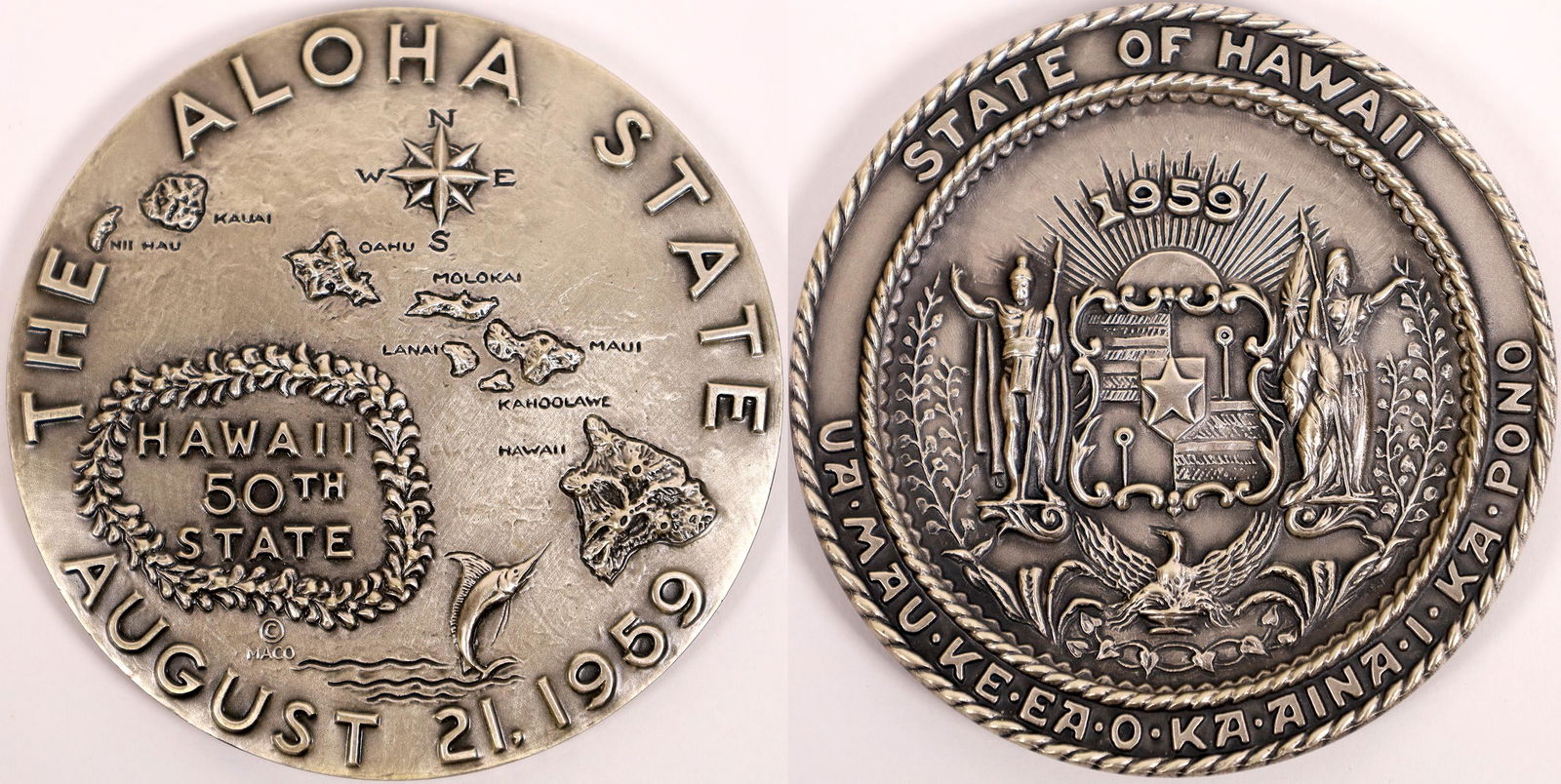 Sterling Silver Official Statehood Medal of Hawaii (1 of 1)