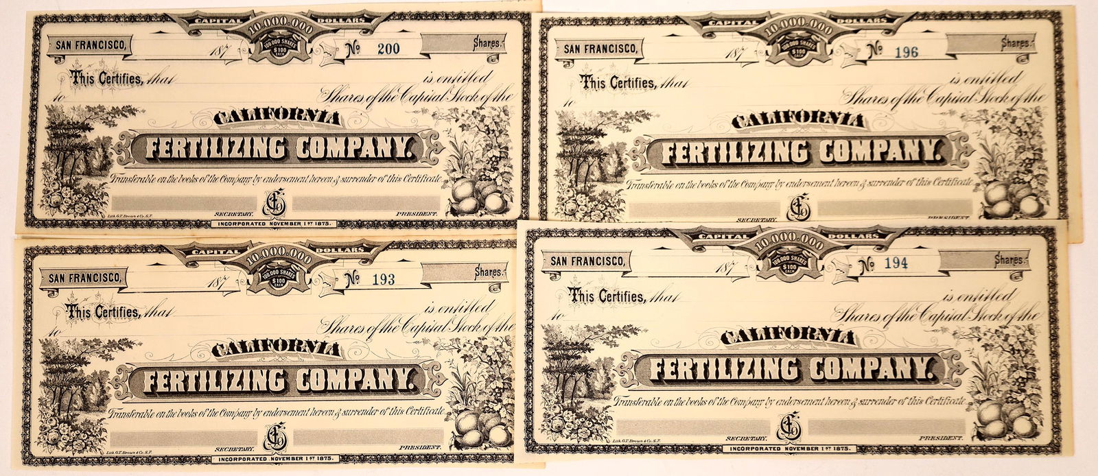 California Fertilizing Company Stocks with Grafton T. (1 of 1)