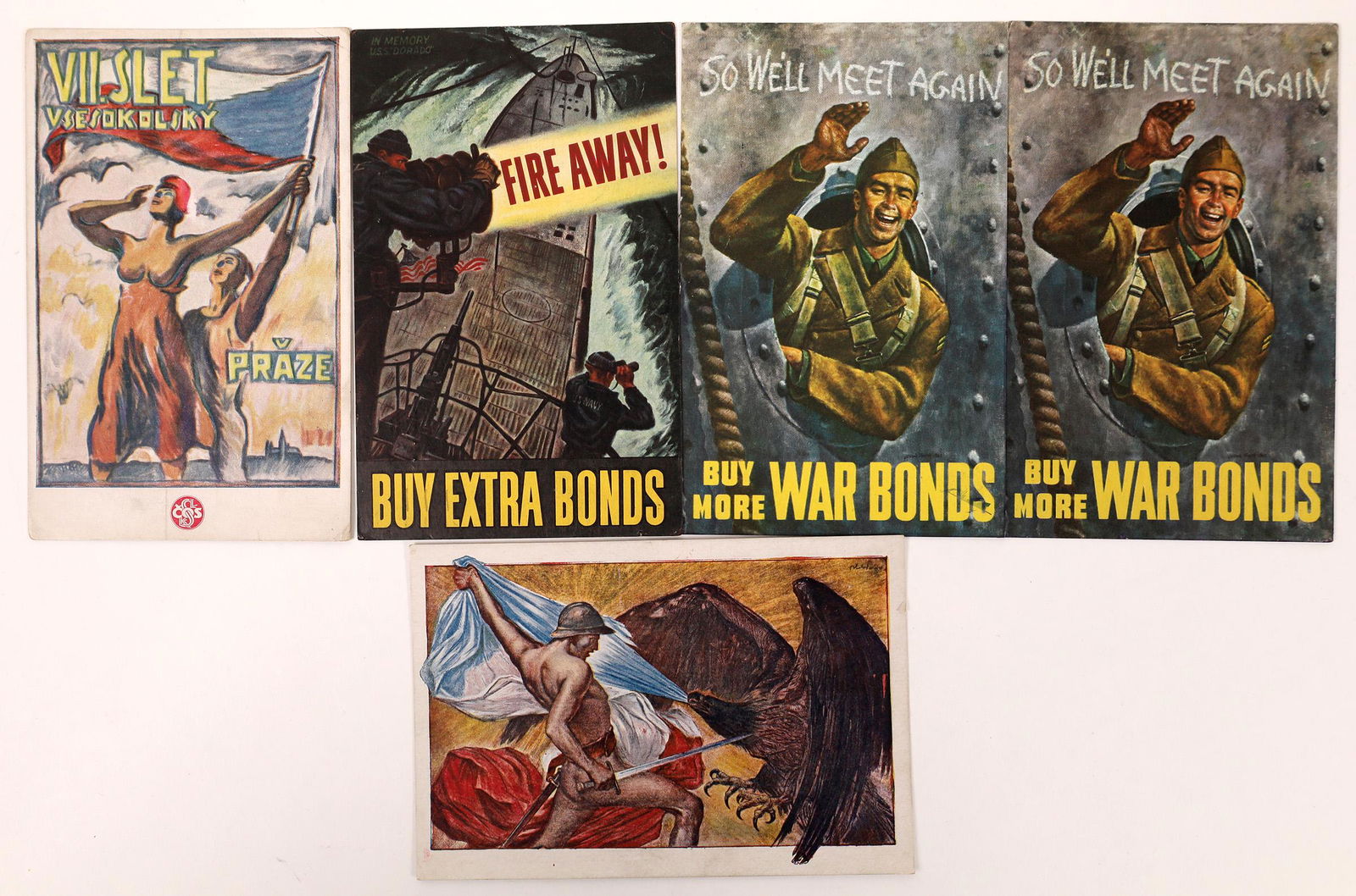 Five WWII Era Postcards [125836] (1 of 1)