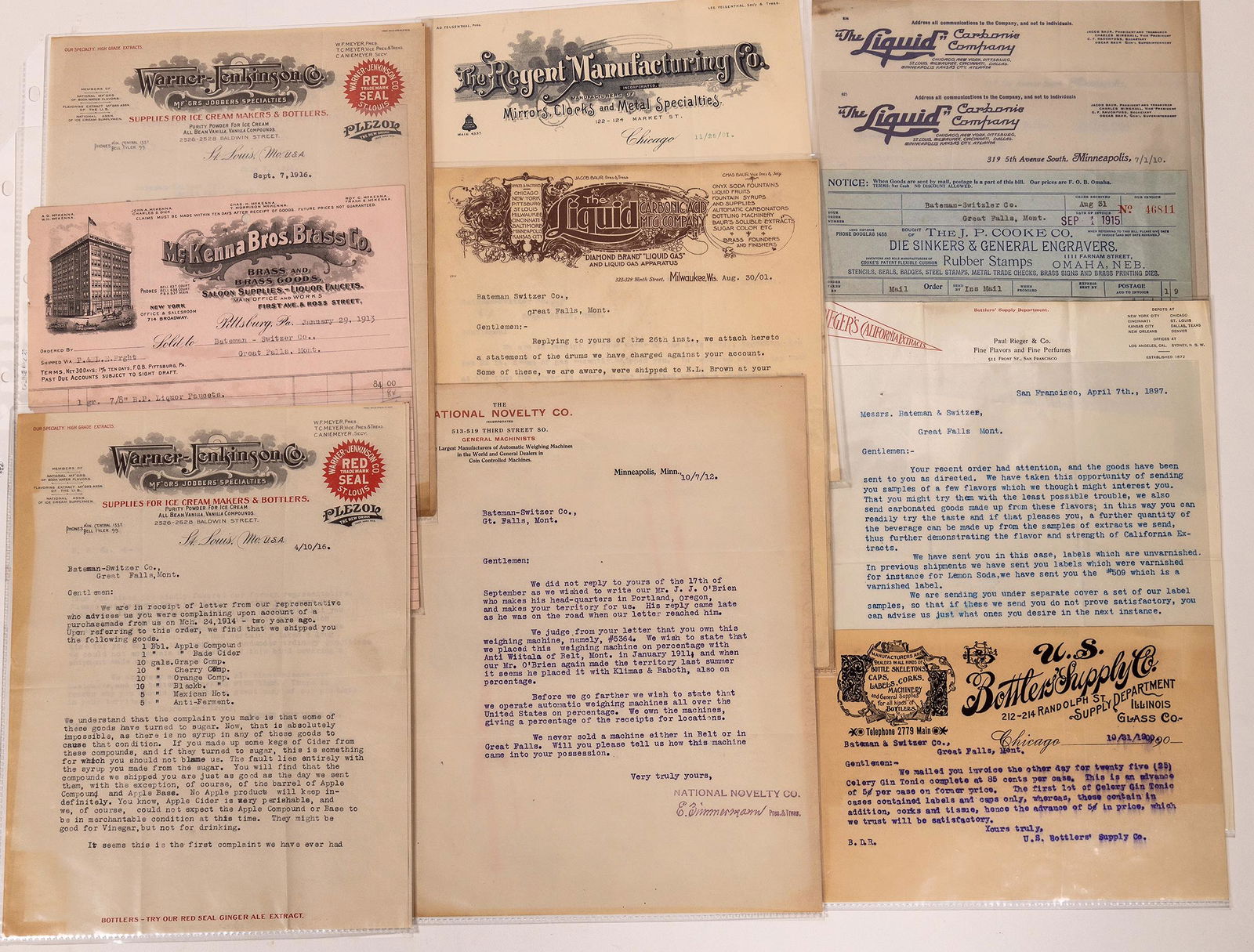 Montana Carbonated Beverages Billhead Collection ( 13) (1 of 1)