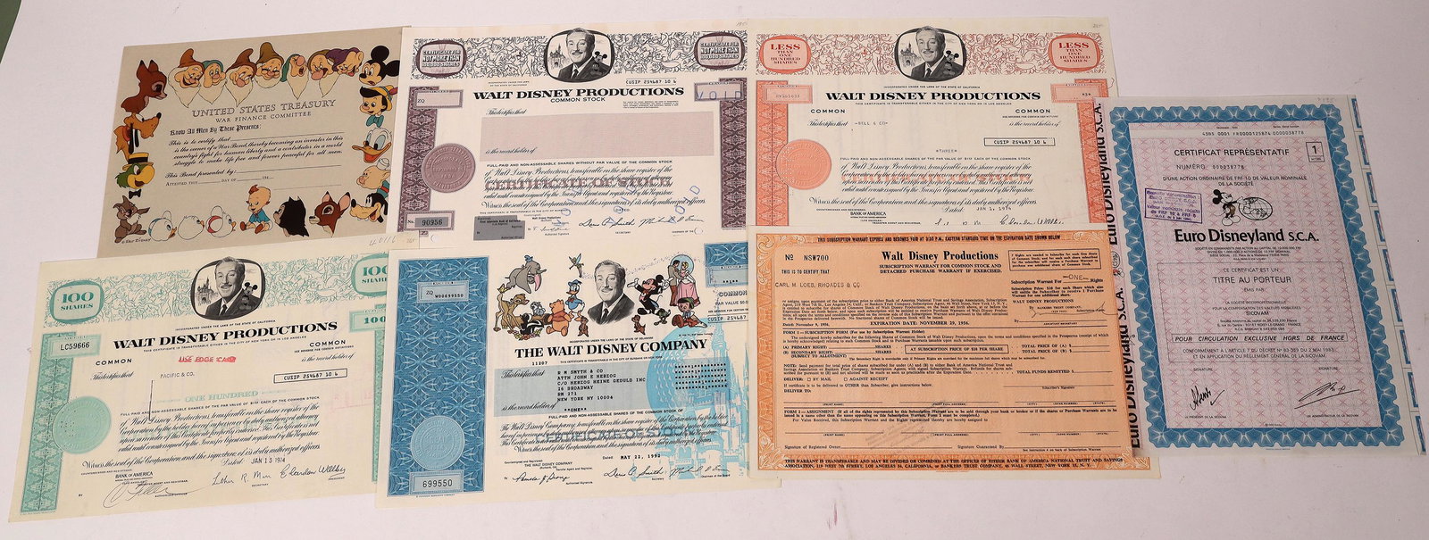 Walt Disney Corporation Stock Collection (7)  [145630] (1 of 1)