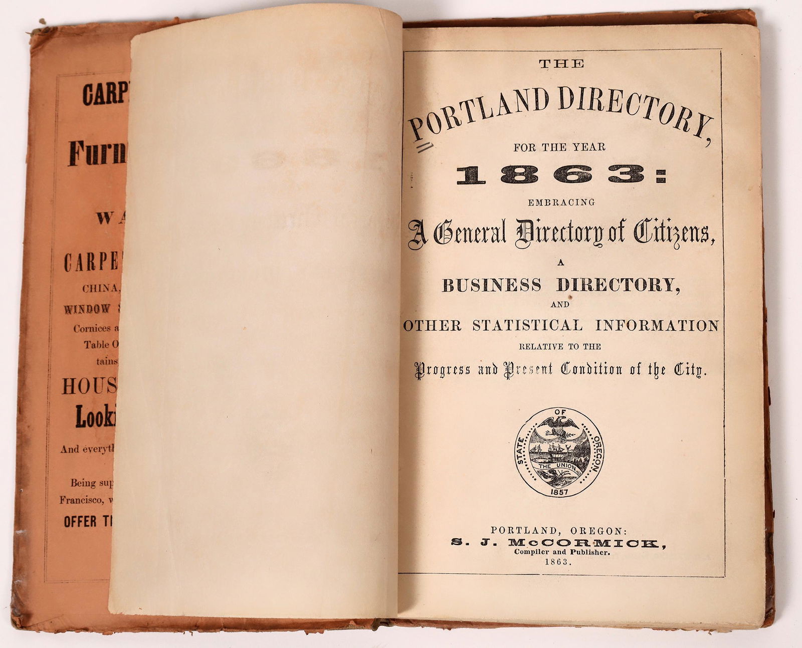 1863 Portland Directory with Wells Fargo Advertisement (1 of 4)