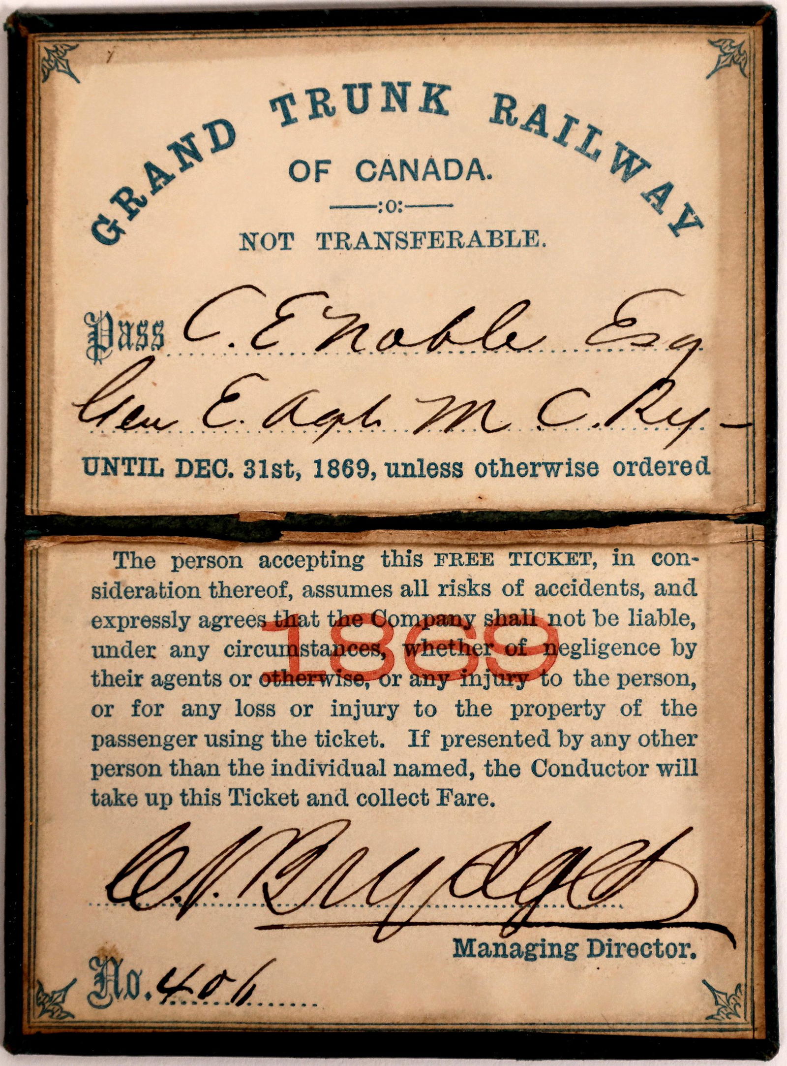 Grand Trunk Railway of Canada Booklet Pass  [134737] (1 of 2)