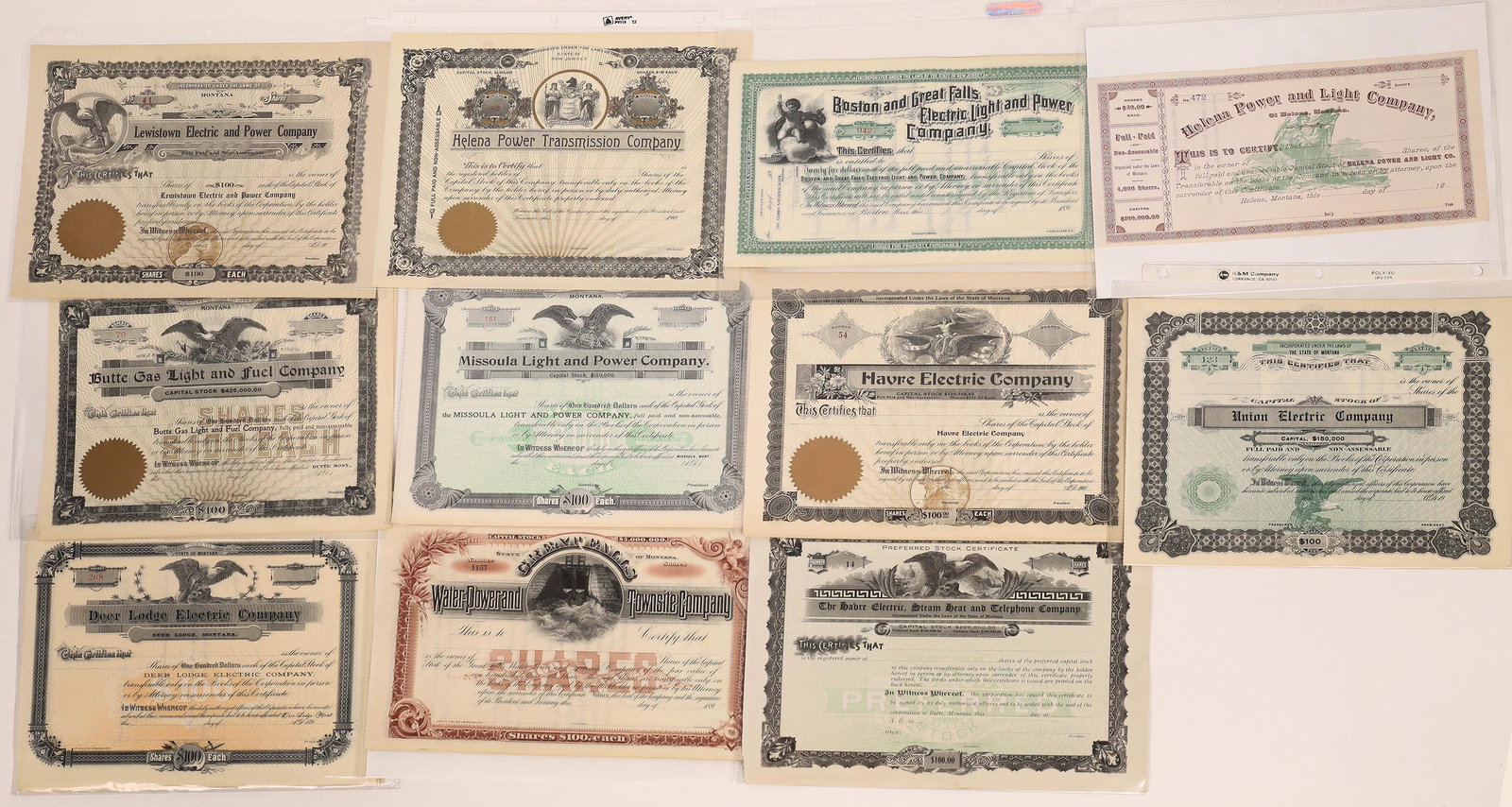 Montana Power Company Stock Certificate Collection (80) (1 of 1)