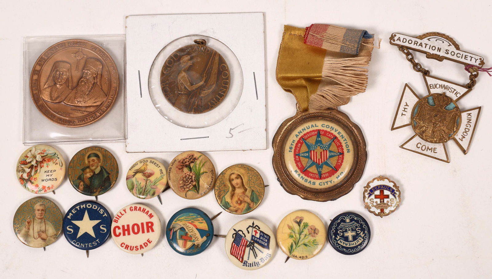 Theological Pinback & Medal Collection  [143303] (1 of 2)