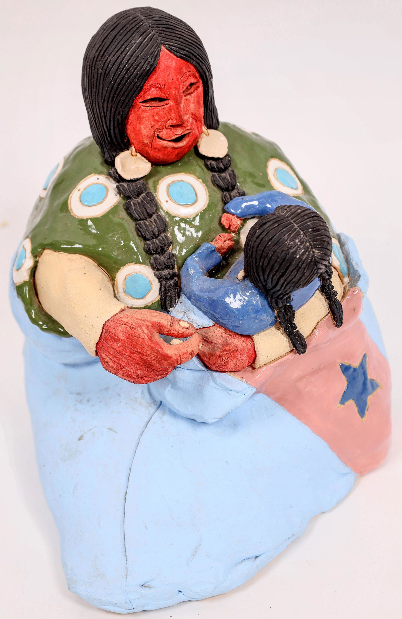 Seated Indian Woman with Child, Ceramic by Glen La Fontaine  [143730] (1 of 2)