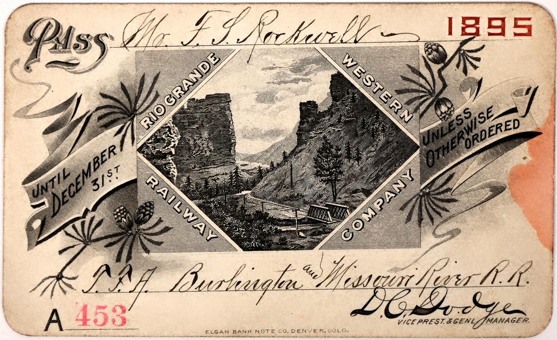 Rio Grande Western Railway Co. Pass 1895 [151448] (1 of 2)