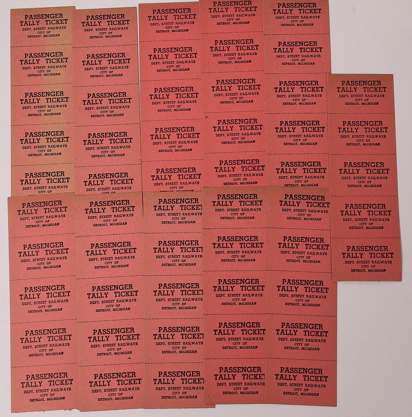 Detroit, MI Passenger Talley Tickets, 55 [151277] (1 of 1)