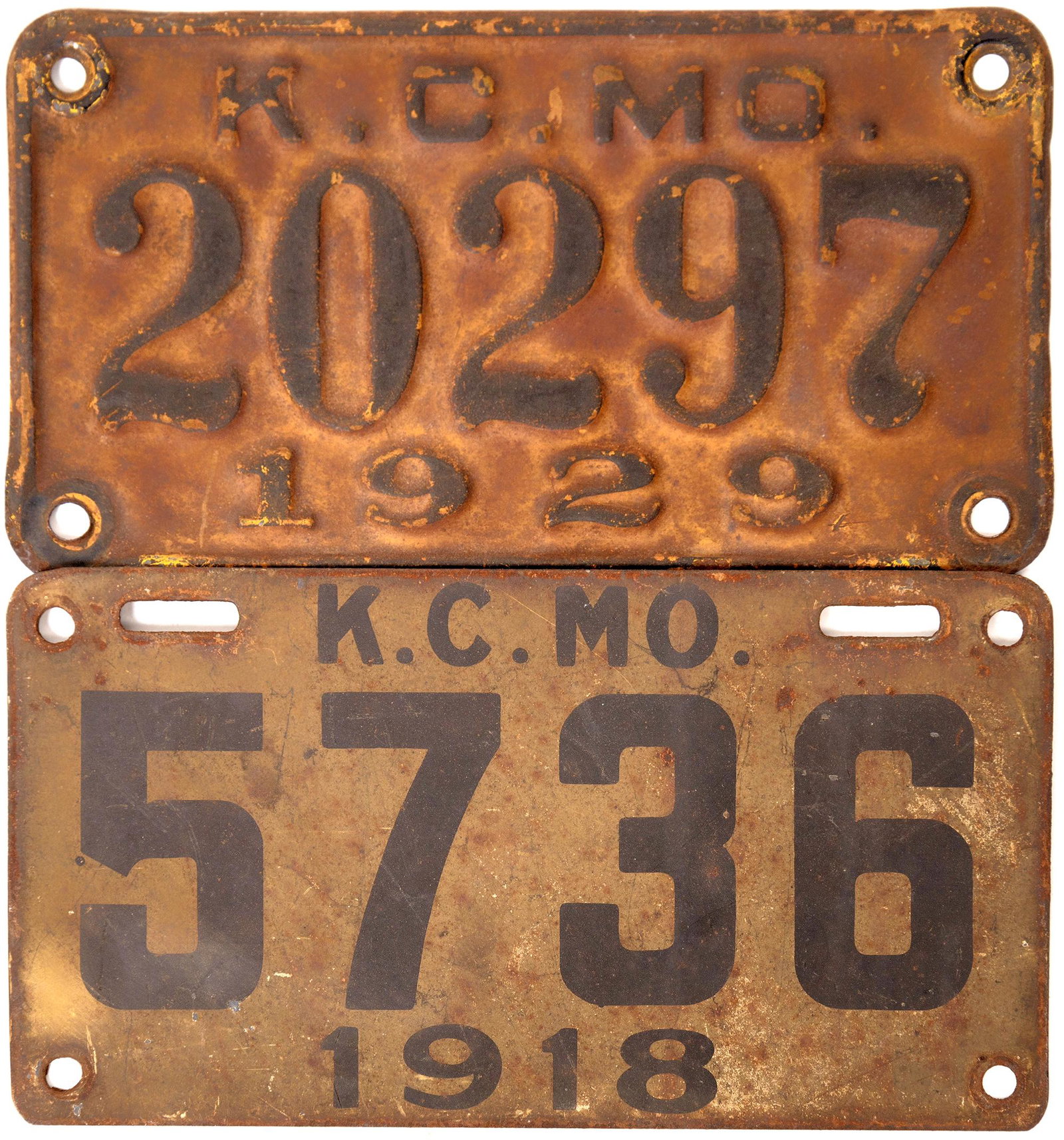 2 Small Missouri License Plates; 1918 and 1929 [153591] (1 of 1)