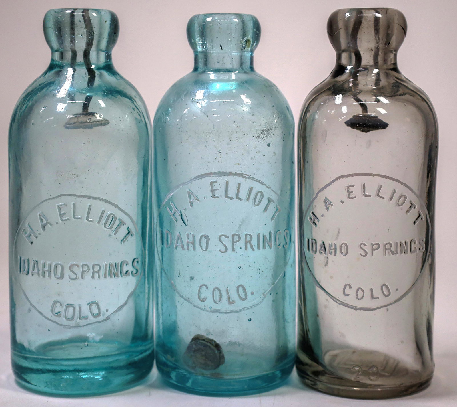 Trio of H.A. Elliott Hutch Bottles [151634] (1 of 1)