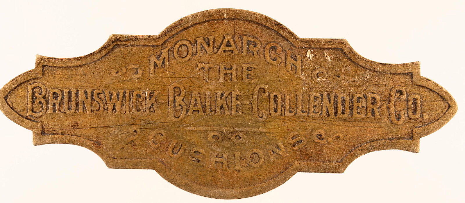 Monarch Pool Table Brass Label [152082] (1 of 2)