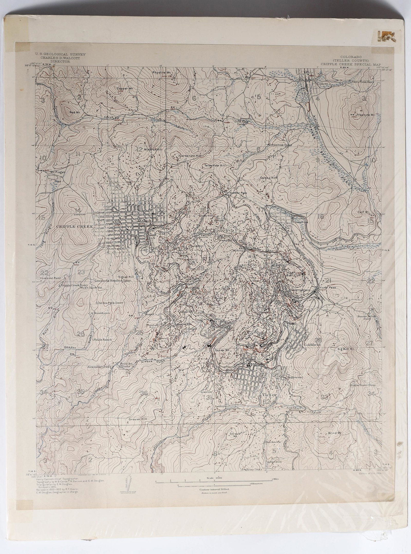 Cripple Creek Special Map [155112]: 1904 edition, revised Cripple Creek special map. 20x16".Date: Country (if not USA): State: ColoradoCity: Cripple CreekProvenance: Gary Bracken Collection