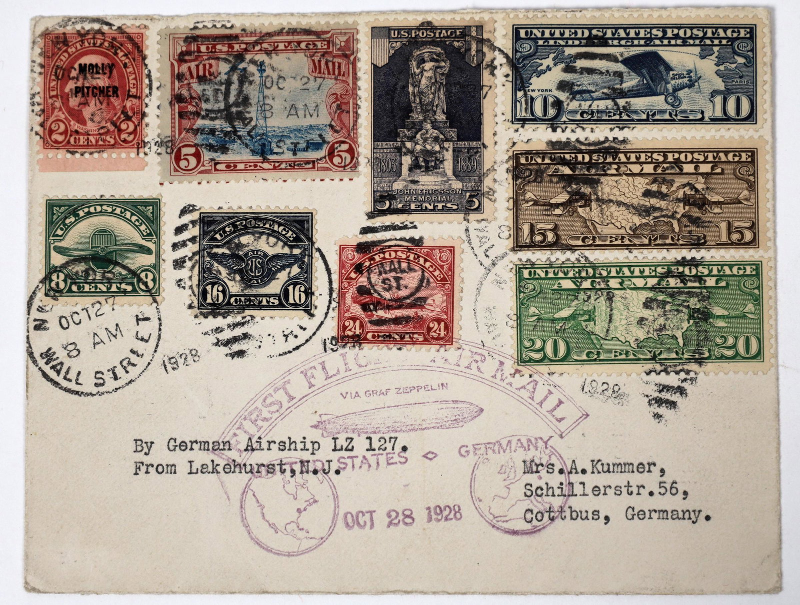 Hindenburg First Flight with Nine Different Stamps [151806] (1 of 1)