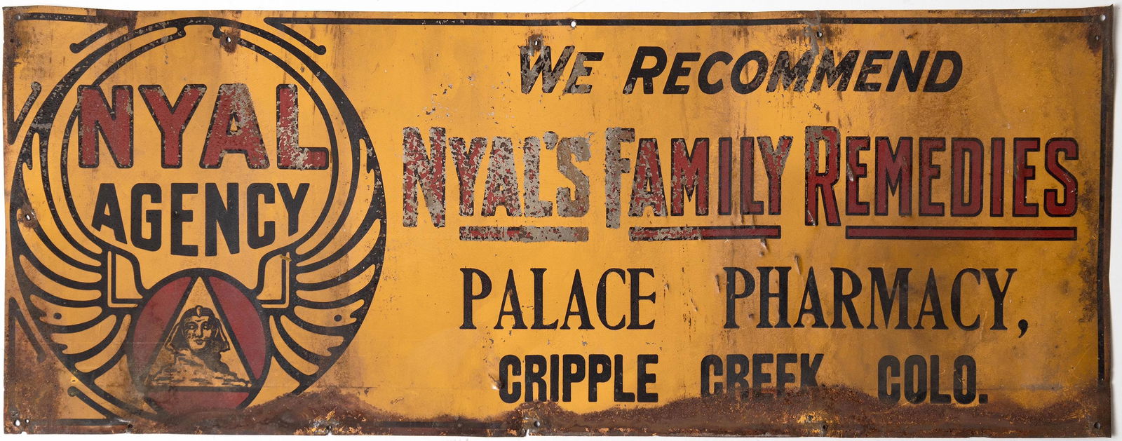 Nyal's Family Remedies, Palace Pharmacy, Cripple Creek Metal Sign [154450] (1 of 1)