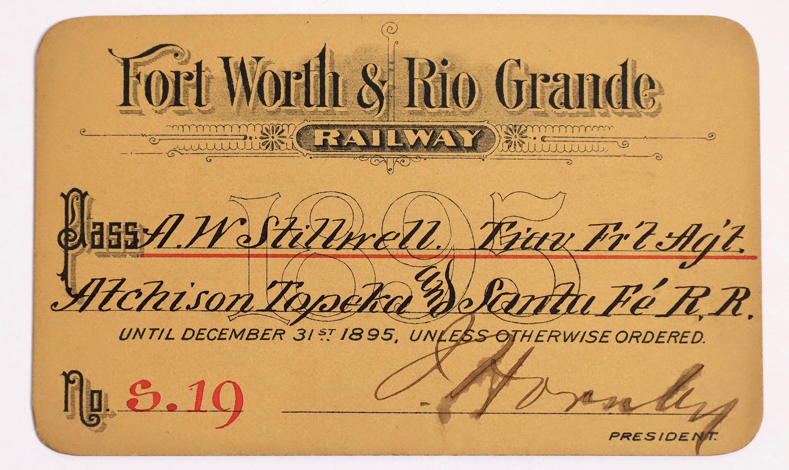 Fort Worth & Rio Grande Railway Pass [159976] (1 of 2)