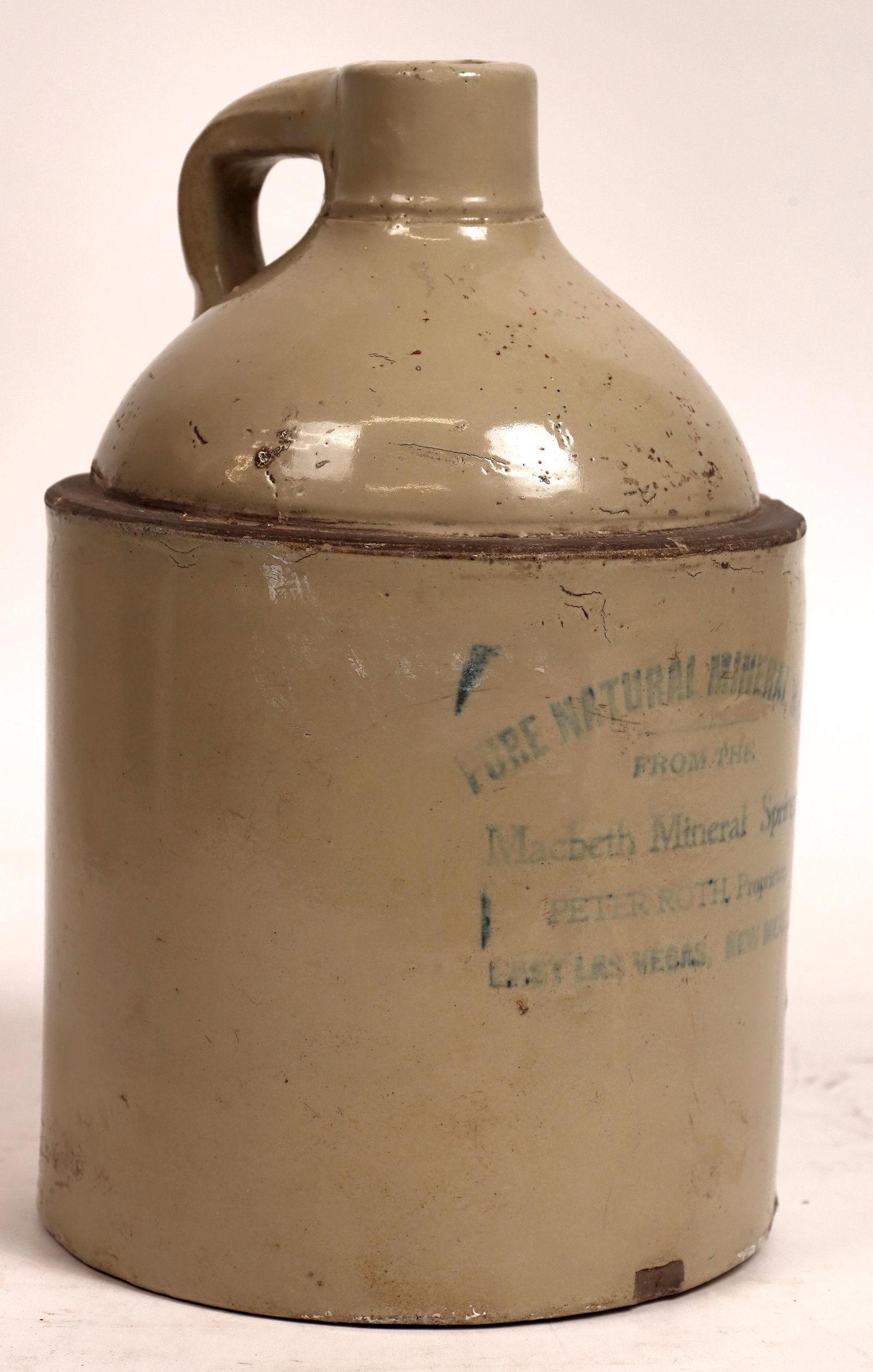 Macbeth Mineral Springs, East Las Vegas NM Stoneware Jug [159860] (1 of 3)