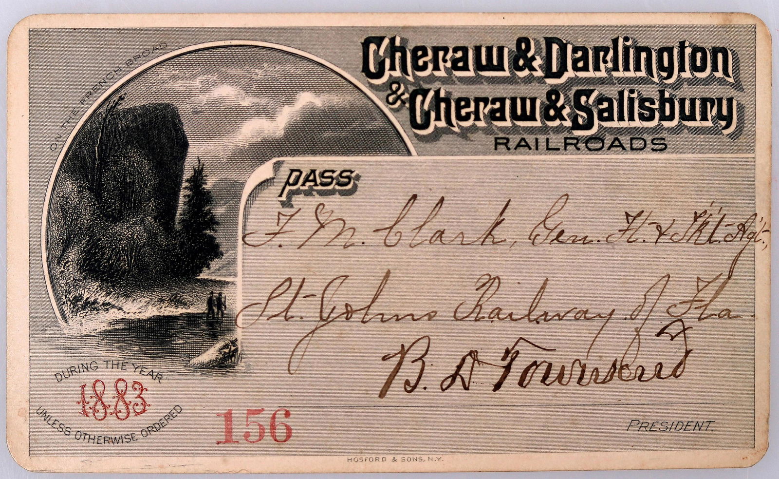 Cheraw & Darlington / Cheraw & Salisbury Railroad Annual Pass [155784] (1 of 2)