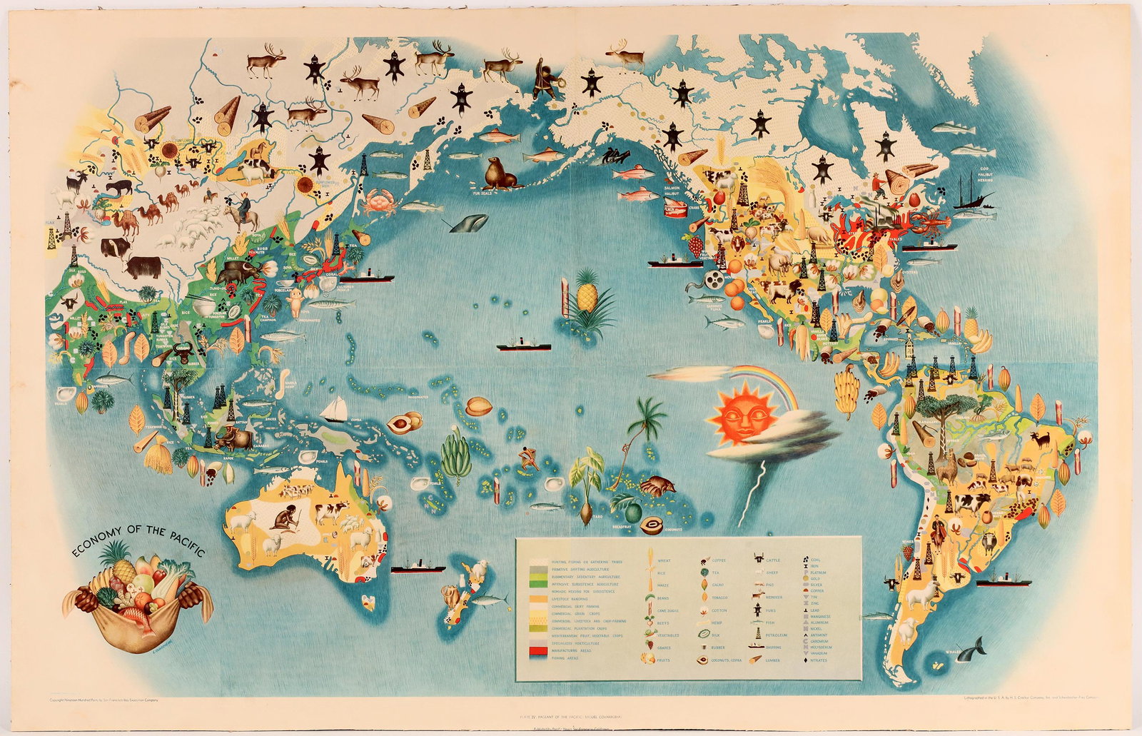 San Francisco 1936 Expo Caricature World Map [161537]: Colorful caricature world map mounted on cardboard from the 1939 San Francisco Expo. 23x36, a little edge toning.Date: Country (if not USA): State: CaliforniaCity: San FranciscoProvenance:
