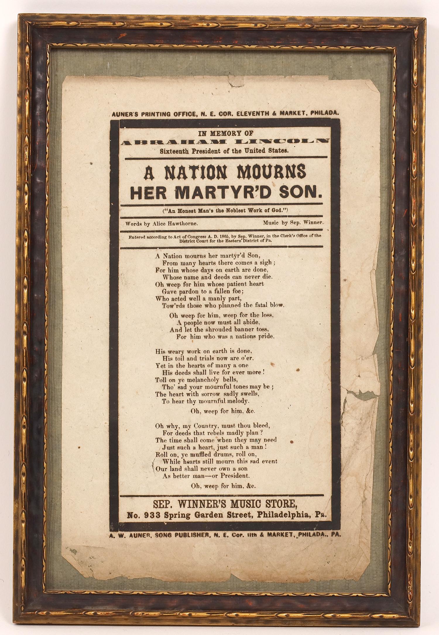 Original Abe Lincoln Death Broadside [161735] (1 of 1)