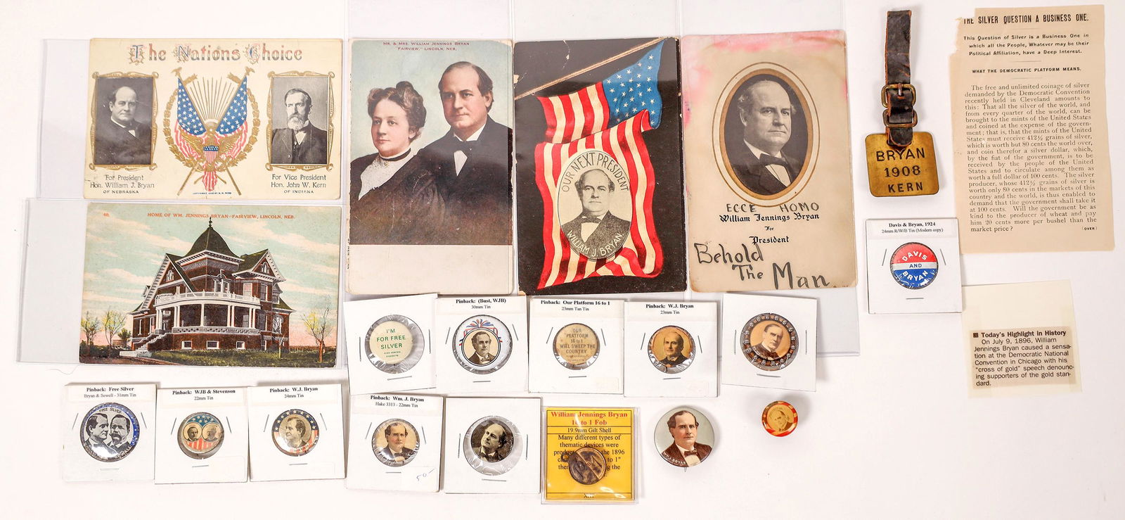 WJ Bryan Buttons and Ephemera Collection  [163101] (1 of 1)
