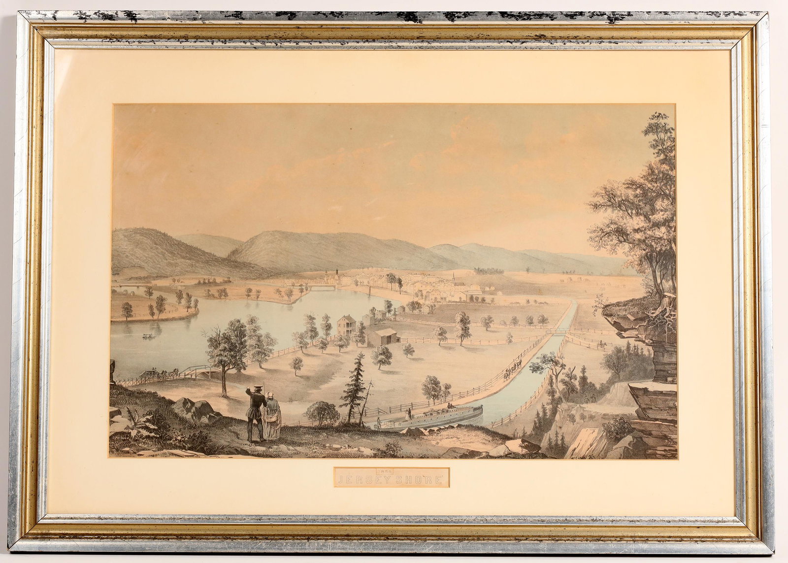 Jersey Shore 1854 Litho by Bachelder [161373]: Framed original lithograph, Jersey Shore, 1854 by John B. Bachelder, "a portrait and landscape painter, lithographer, and photographer, but best known as the preeminent 19th-century historian of the B