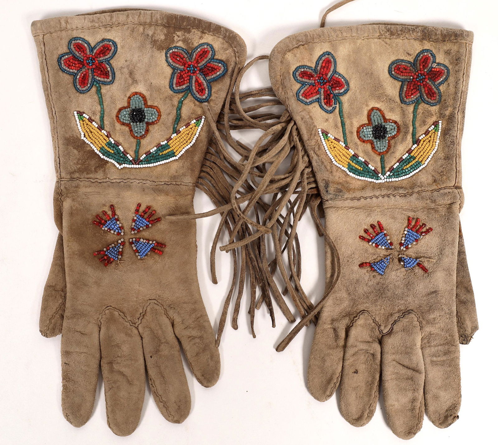 Beaded Buckskin Gauntlets [162759] (1 of 2)