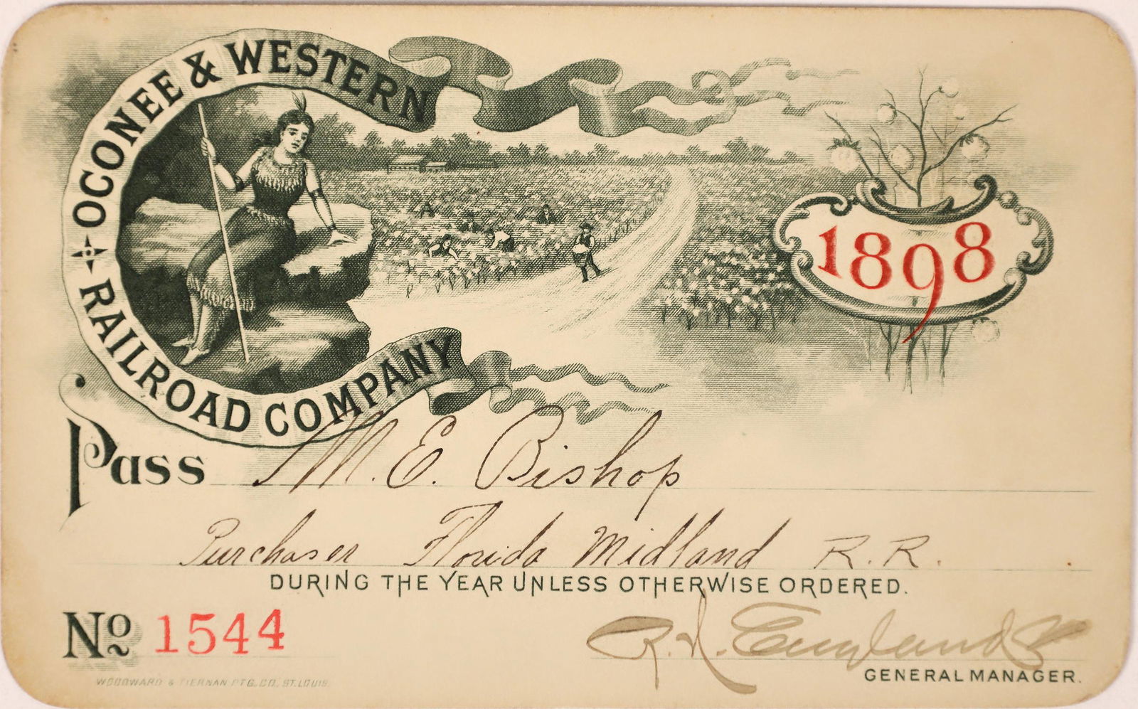 Oconee & Western Railroad Company Annual Pass [165750] (1 of 2)