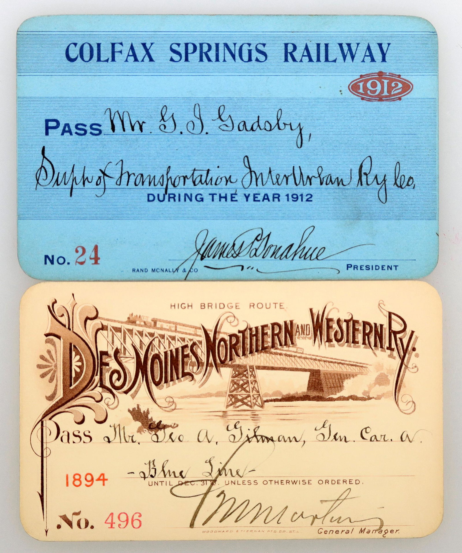 Two Different Iowa Railroad Annual Passes [167923] (1 of 2)