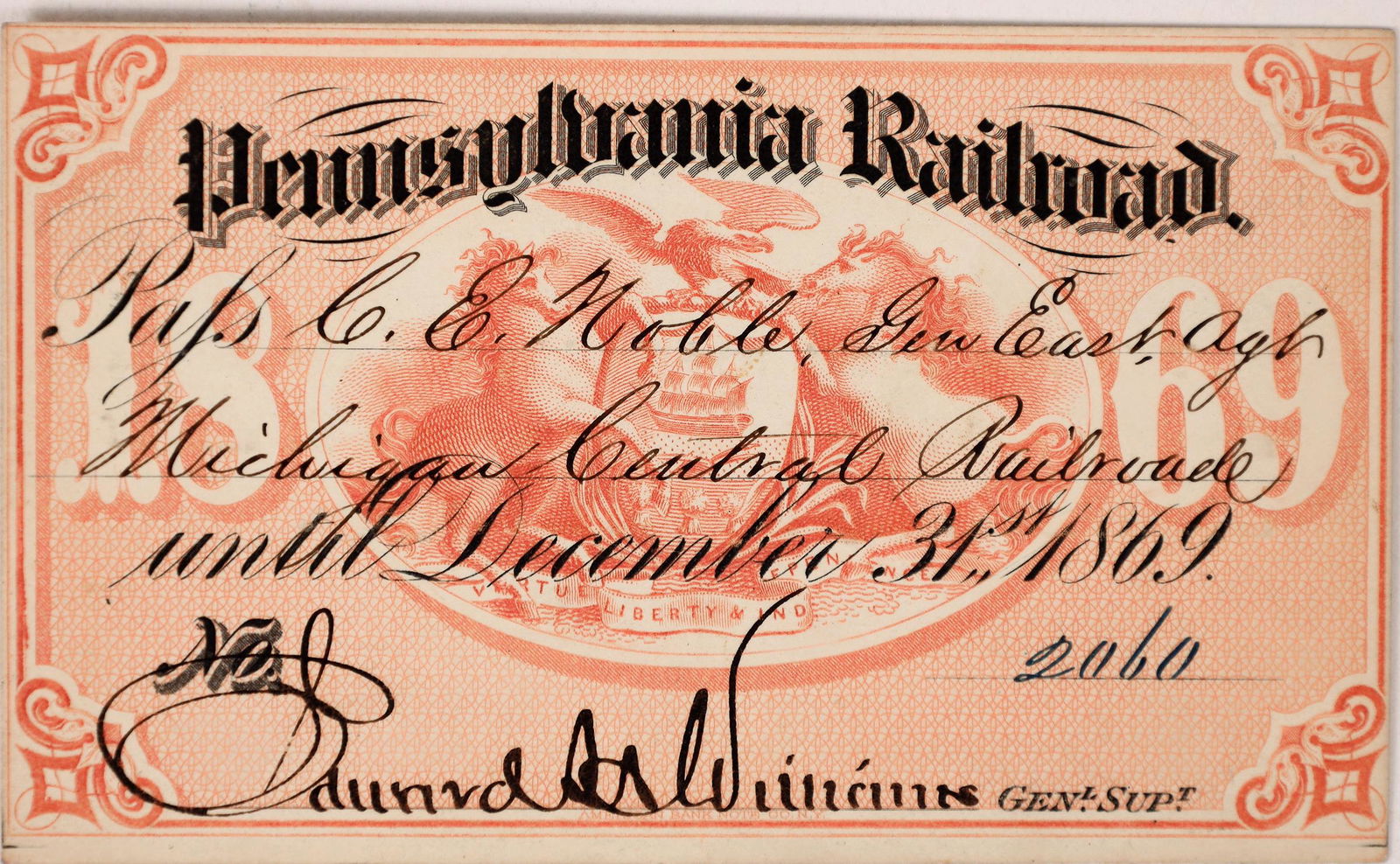 Pennsylvania Railroad Pass [164556] (1 of 2)
