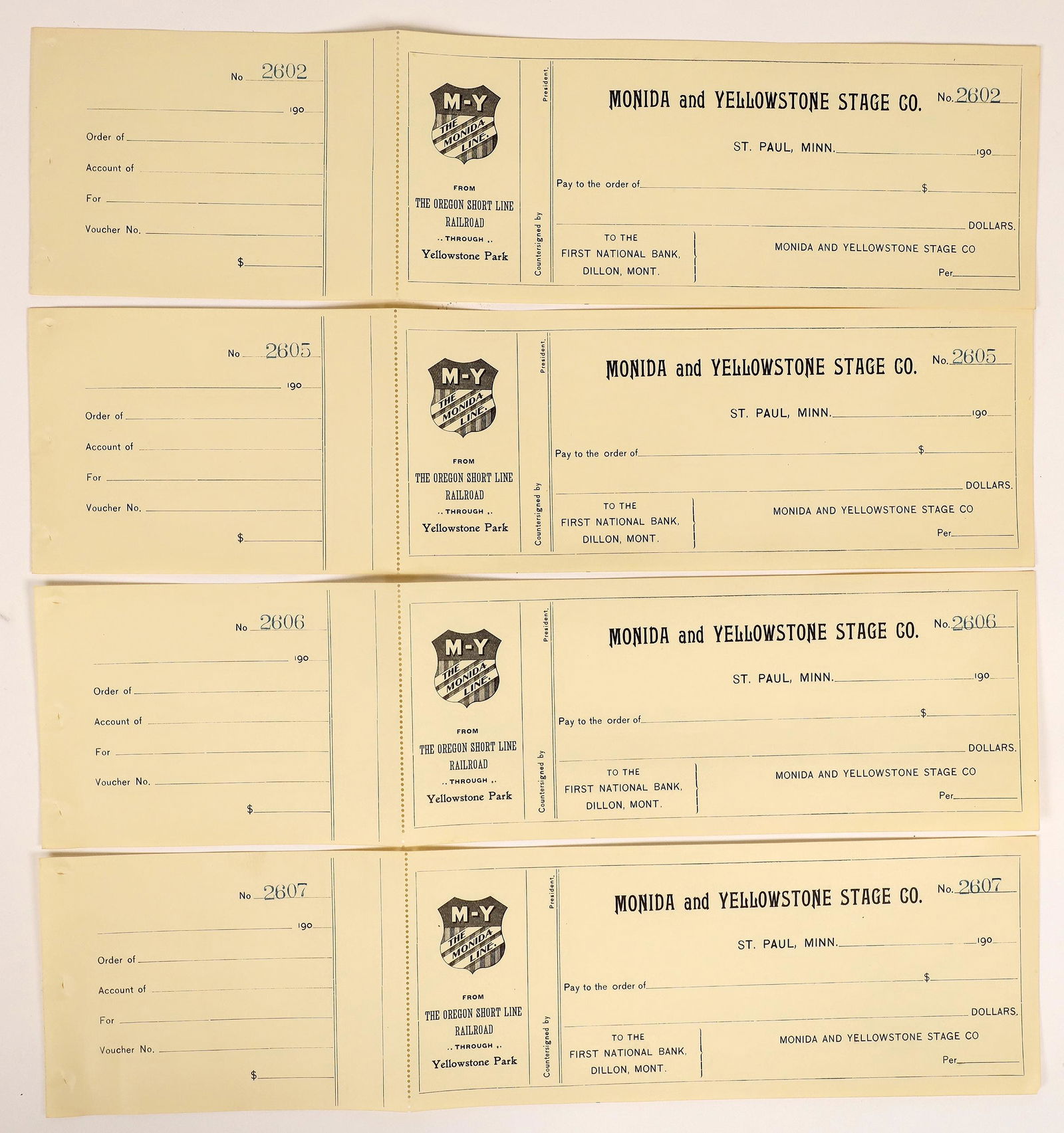 Monida and Yellowstone Stage Co. Checks [161492] (1 of 1)