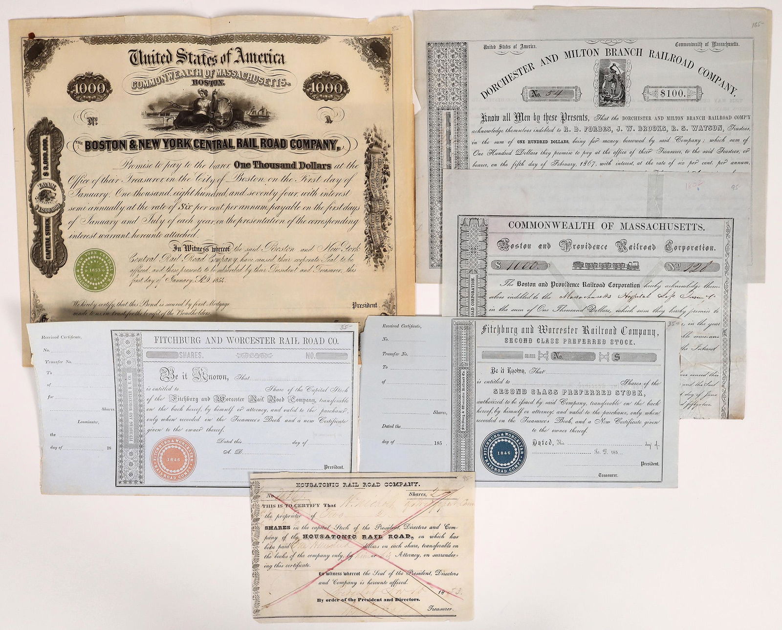 Early Massachusetts Railroad Stock Certificates and Bonds [165799] (1 of 1)