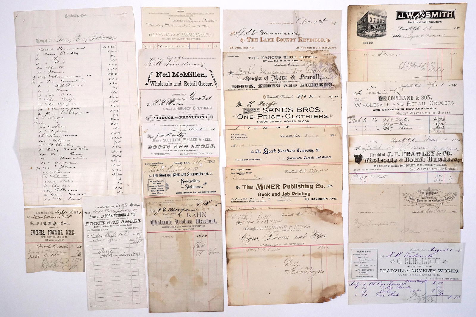 Leadville, Colorado Billhead Collection (20 Different): Cigars, Newspapers, Clothing, & More [167944 (1 of 1)