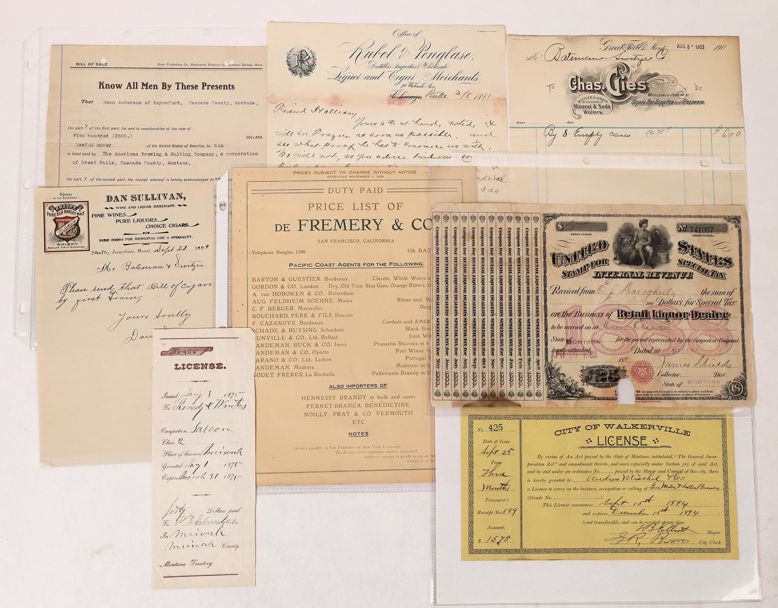 Saloon & Whiskey Papers for Montana [165738] (1 of 2)