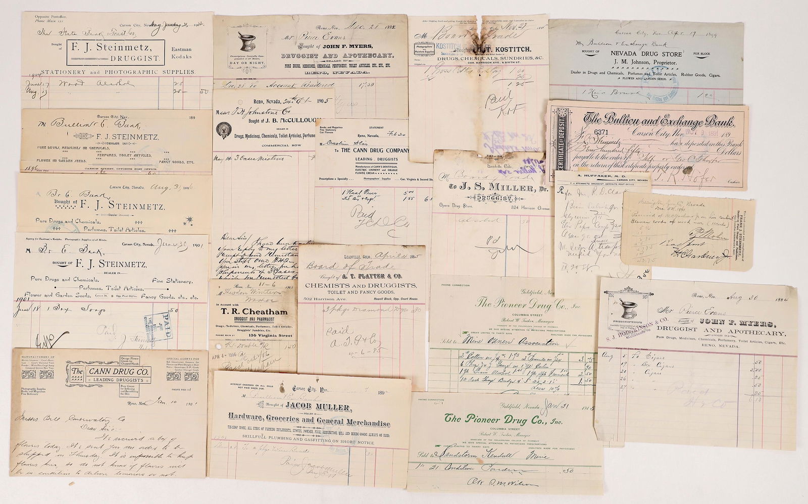 Western US Druggist Billhead Collection (Nevada and Colorado) [167073] (1 of 1)