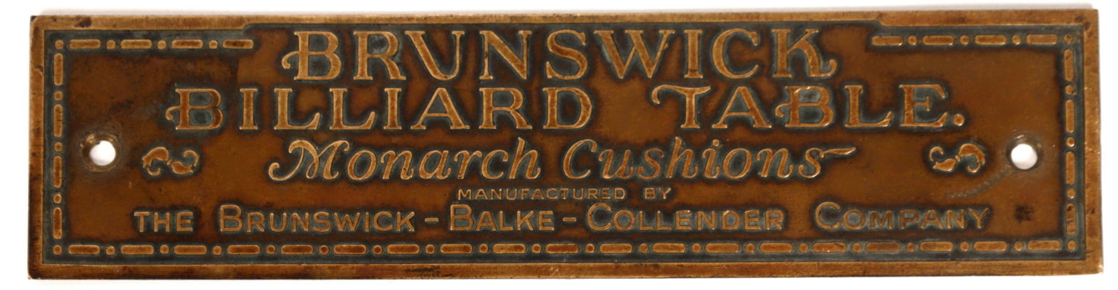 Original Brunswick Billiard Table Brass Plate [166575] (1 of 1)
