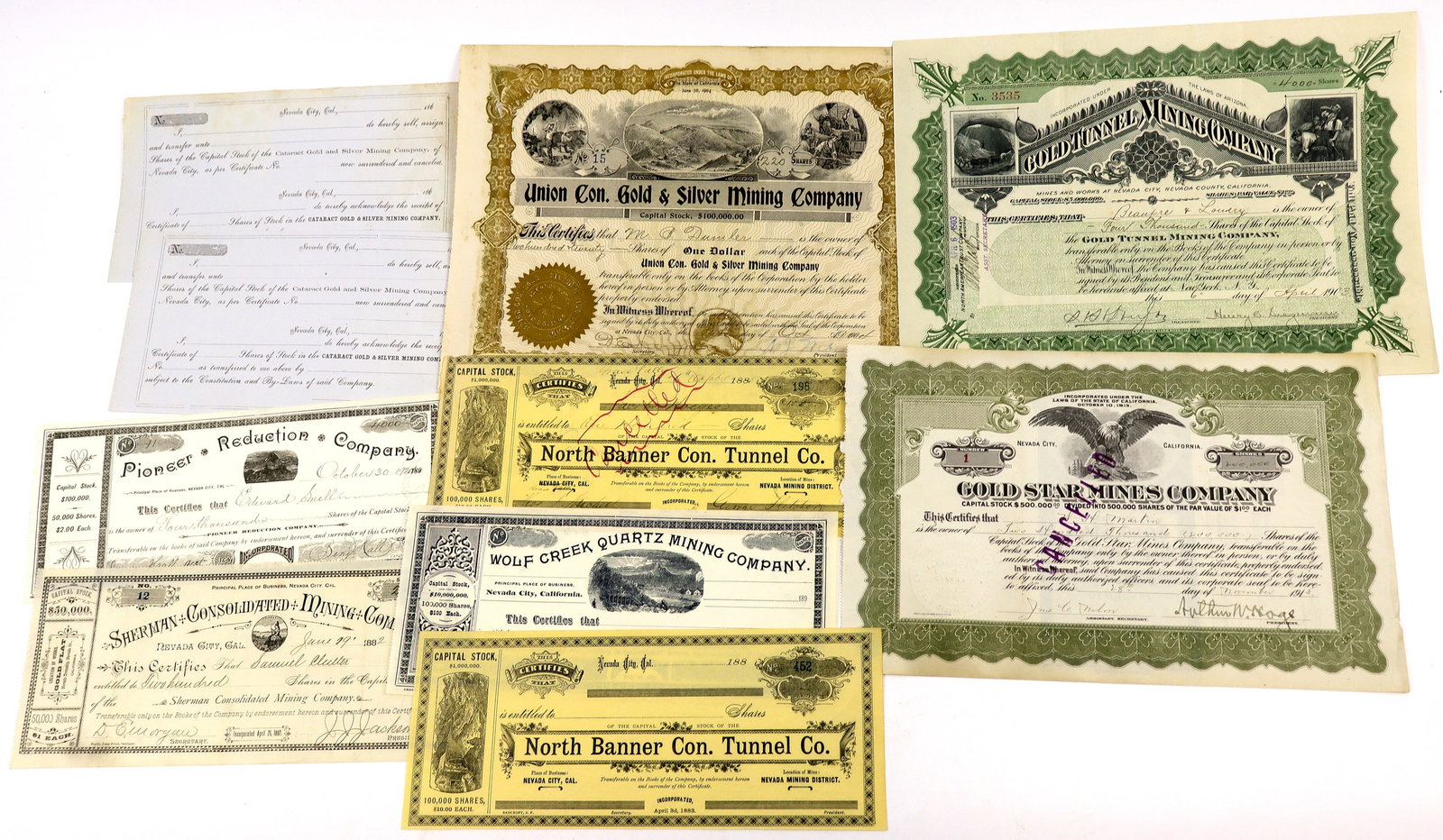 Nevada City, California Mining Stock Certificate Group  [143602] (1 of 1)