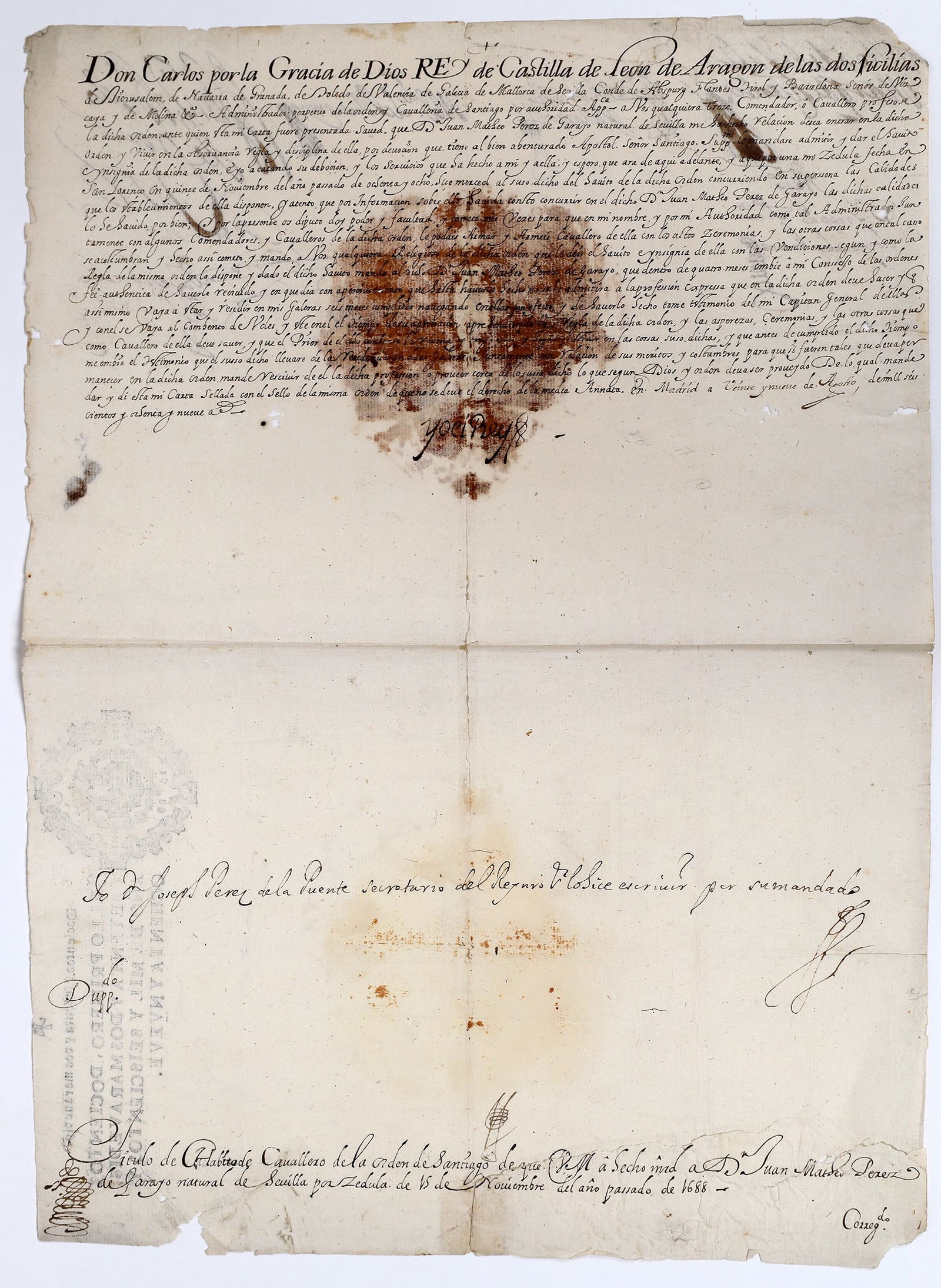 King Charles II of Spain, Autograph  [158341] (1 of 2)