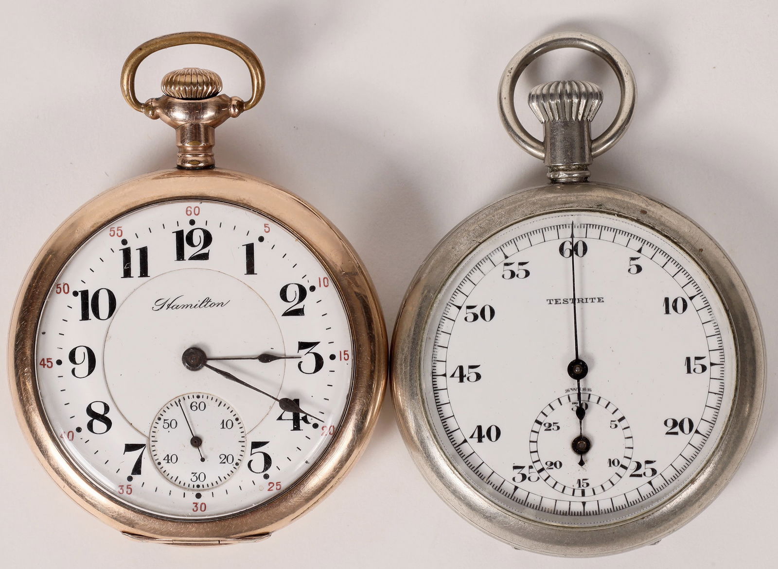 Engraved Hamilton Gold Watch and Testrite Pocket Watches    [174023] (1 of 3)