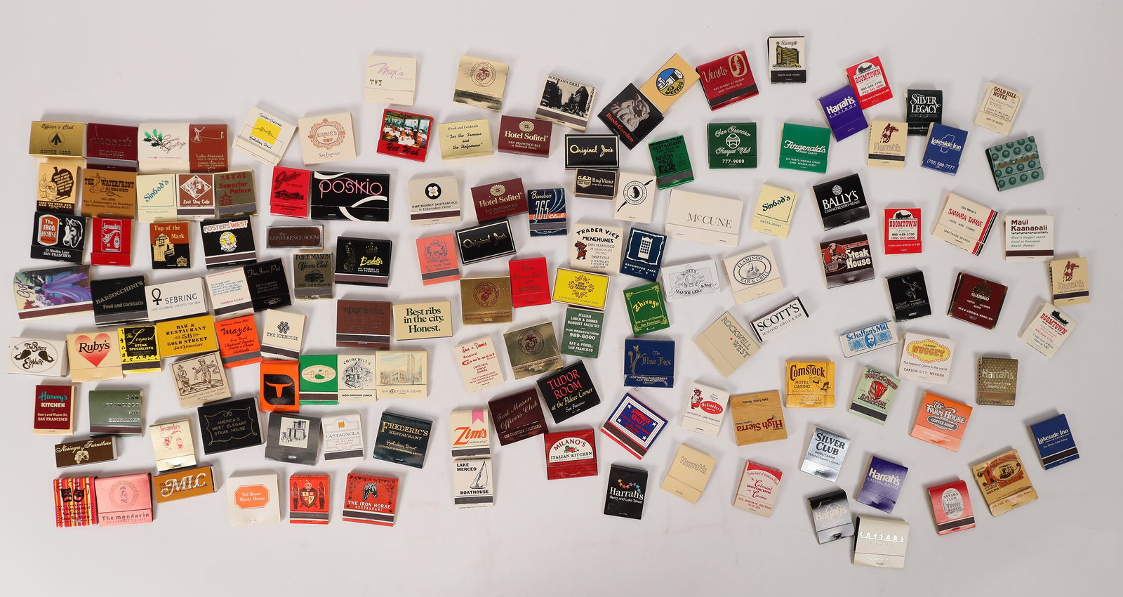 Collection of Matchbooks (438) [173475]: Separated into five containers~ #1 San Francisco (92), #2 Other California (162), #3 Nevada (48), #4 Hawaii (28), #5 Other U.S. states (108) ~ All shapes and sizes~ Not more than 25 duplicates