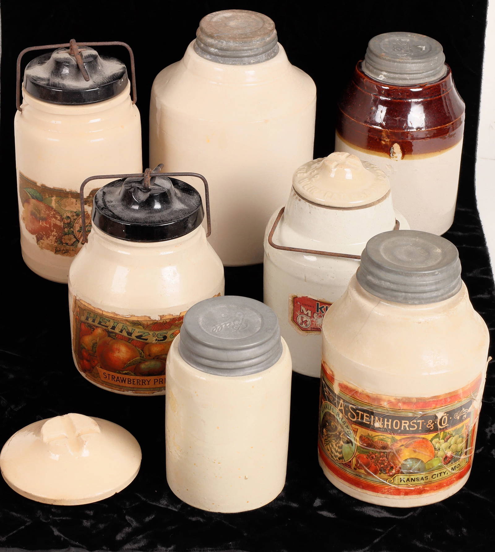 Crockery Canning Jars, 7 [168419] Auction