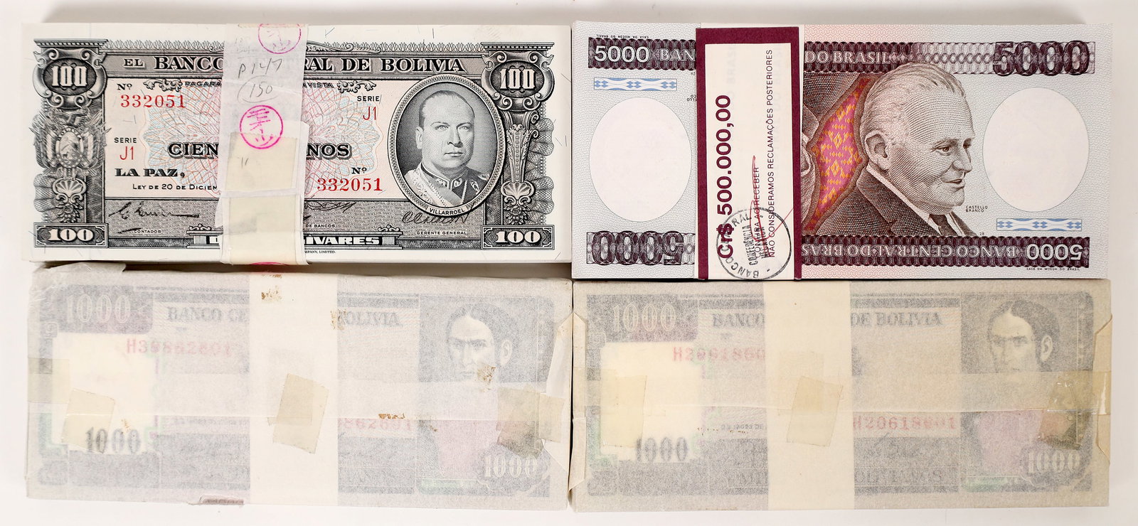 Bank Notes of Bolivia & Brazil    [170857] (1 of 2)