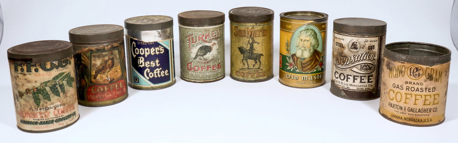 Rare Coffee Tins (8)  1890s-1930s  [172499] (1 of 2)