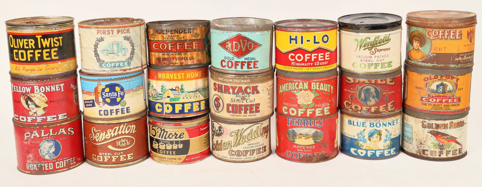 Small Coffee Tin Collection, 21 Different    [172609] (1 of 1)