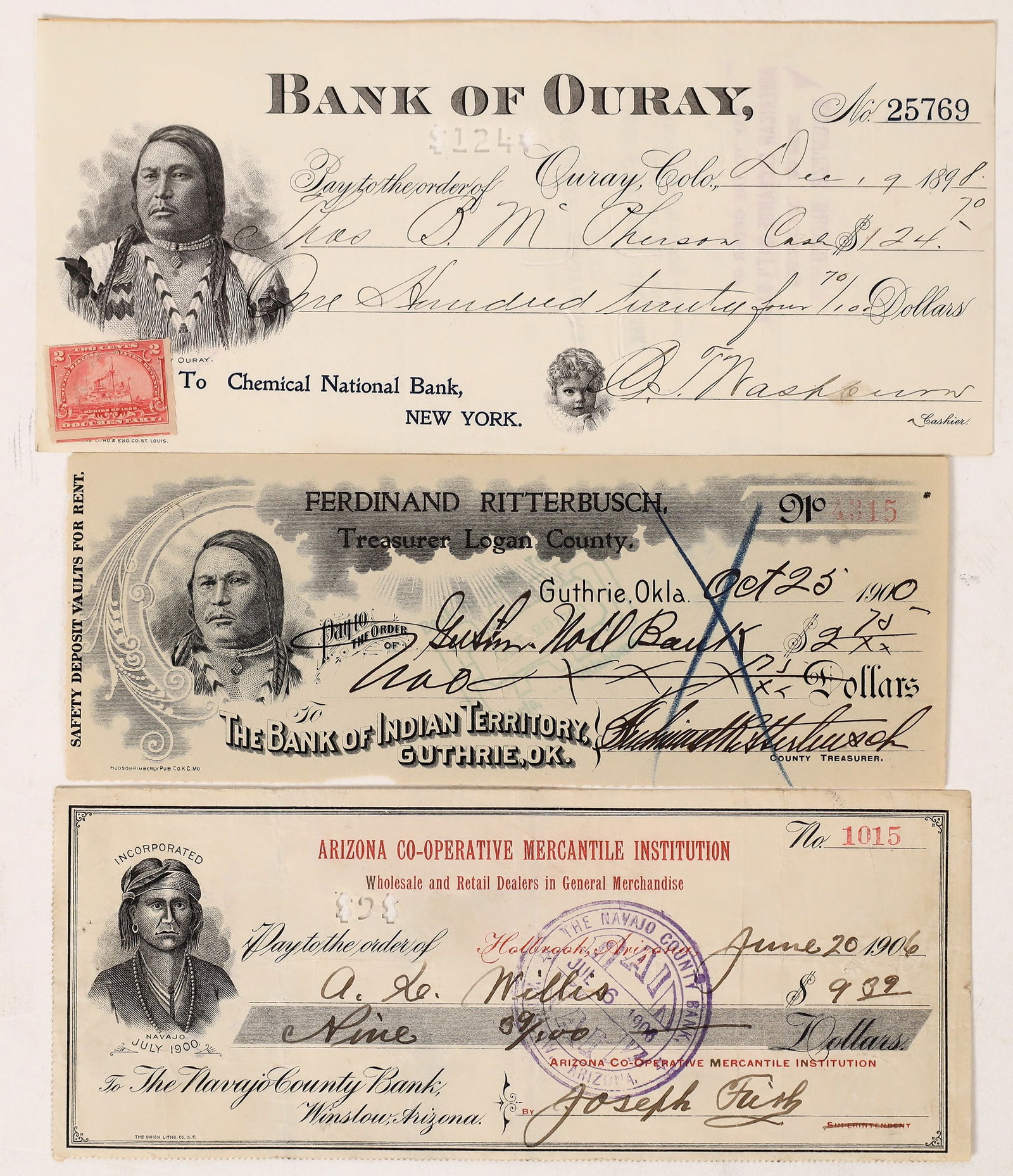 Indian Vignette Bank Checks    [171015] (1 of 1)
