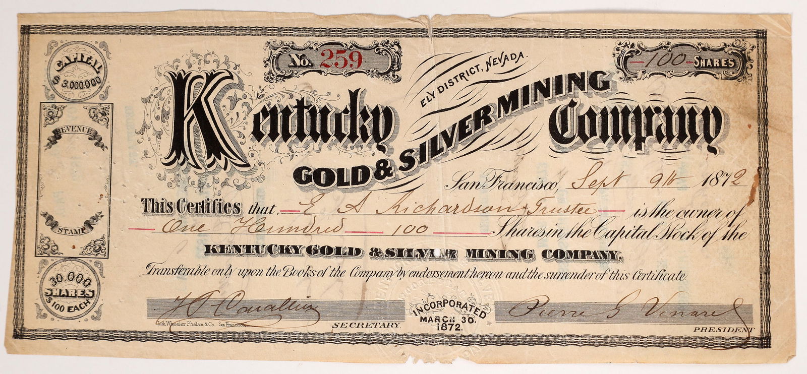 Kentucky Gold & Silver Mining Stock    [173350] (1 of 1)