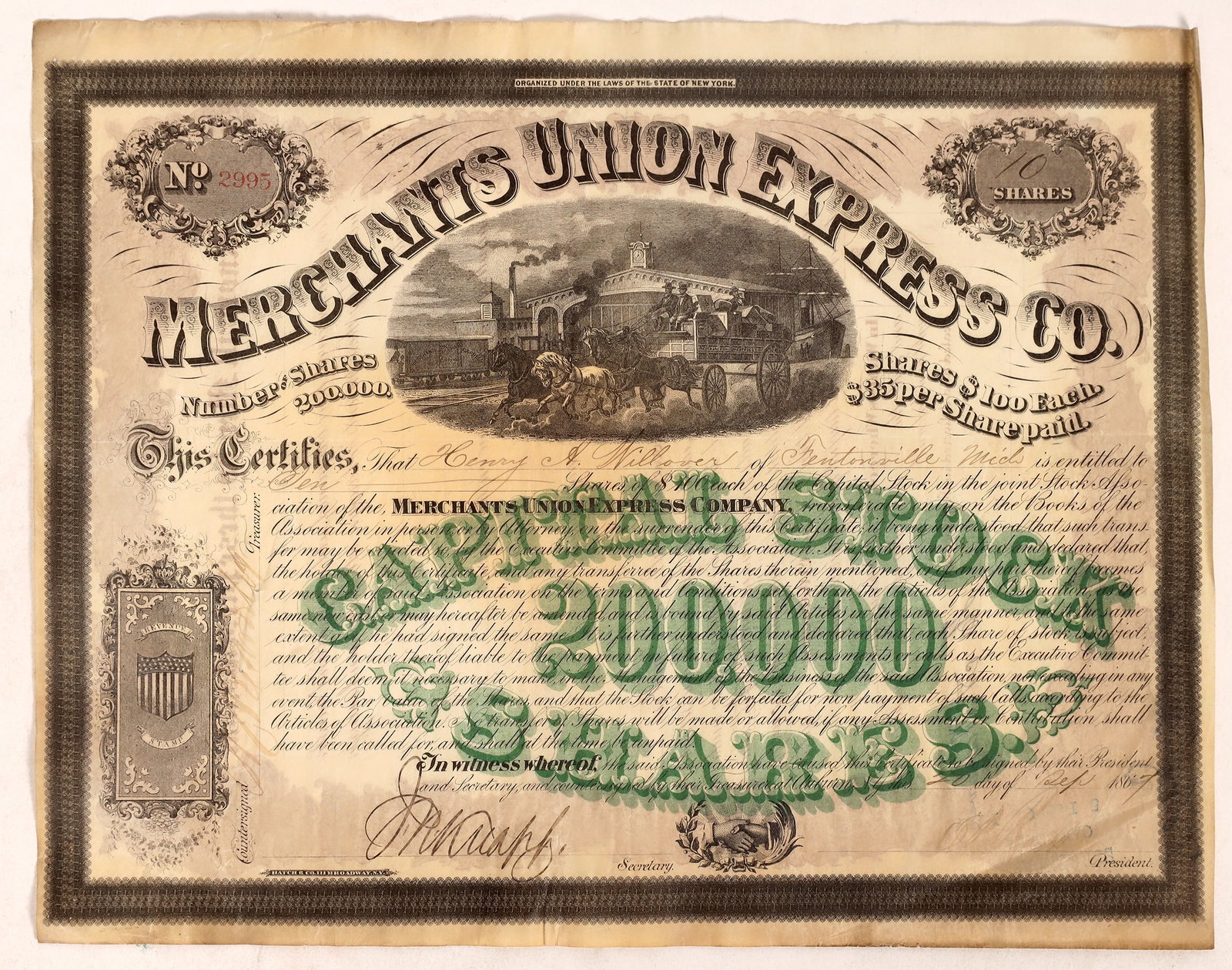 Merchants Union Express Co. Stock   [173438] (1 of 1)