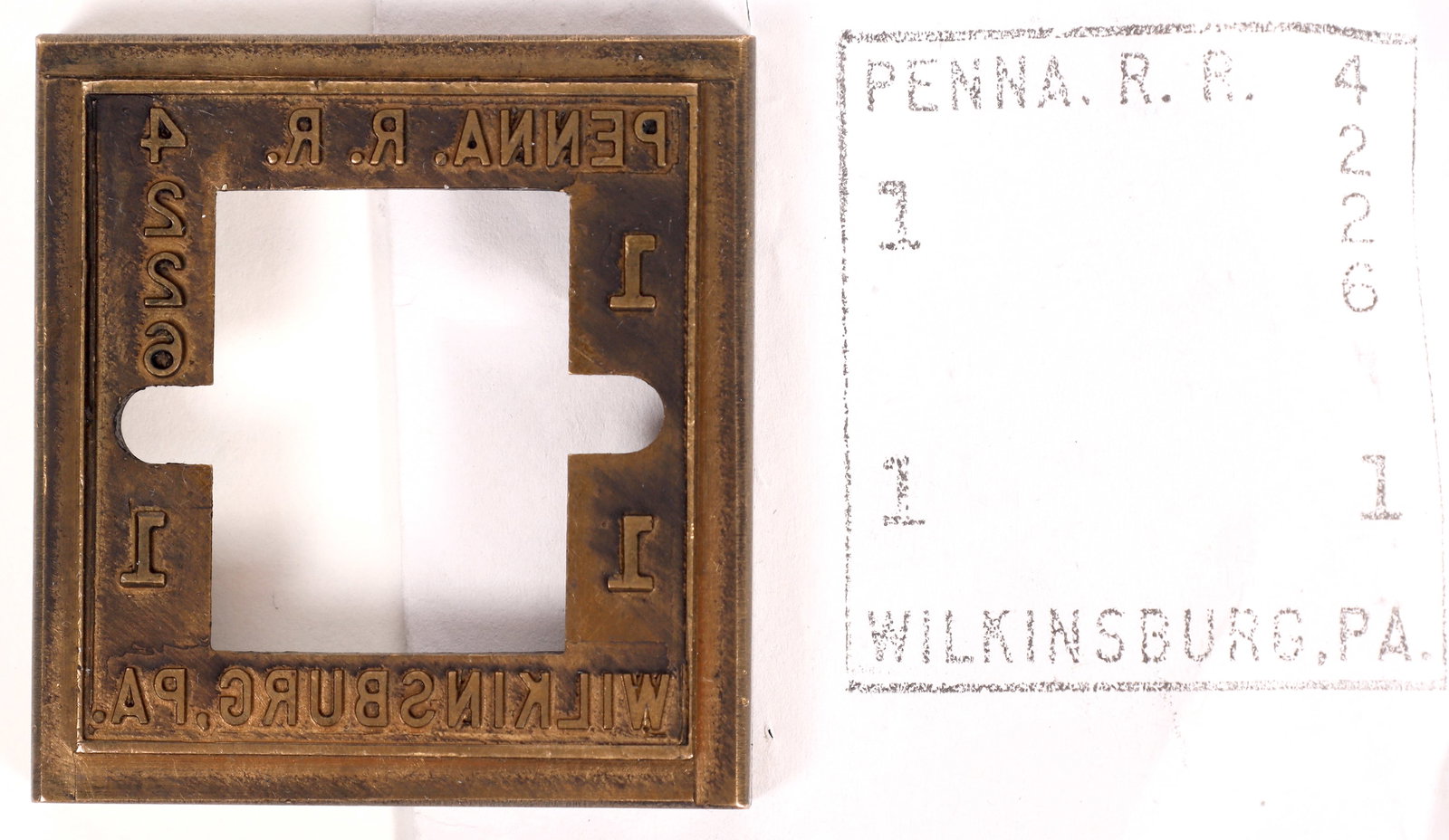 Wilkinsburg Station Ticket Stamp Die Penn. RR   [176032] (1 of 2)
