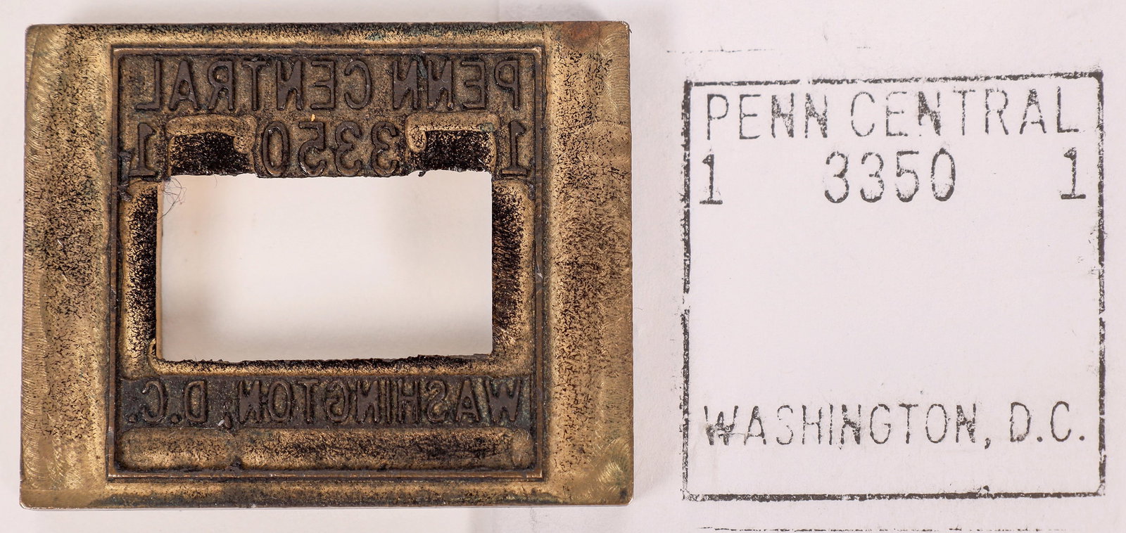 Penn Central Washington DC Ticket Stamp Die   [176030] (1 of 2)