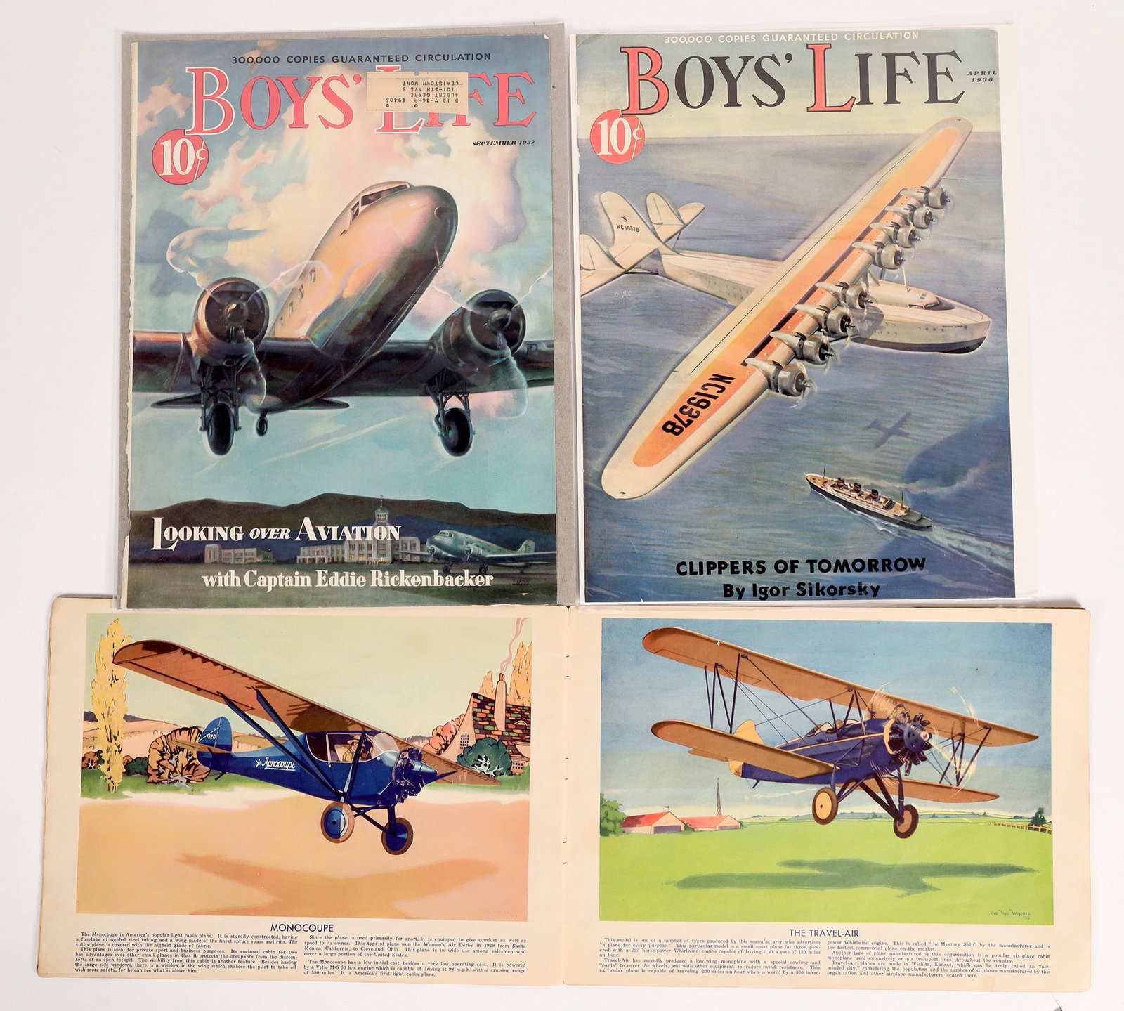 Early Airplane Color Ephemera Trio   [175107] (1 of 1)